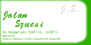 jolan szucsi business card